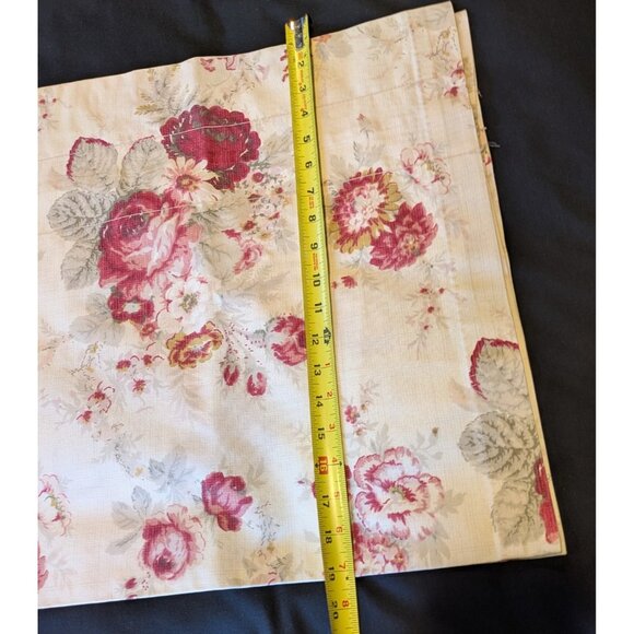 Waverly Garden Room Wide Valance Curtain Red Floral Cabbage Rose on Ivory 80x19 - Picture 5 of 5